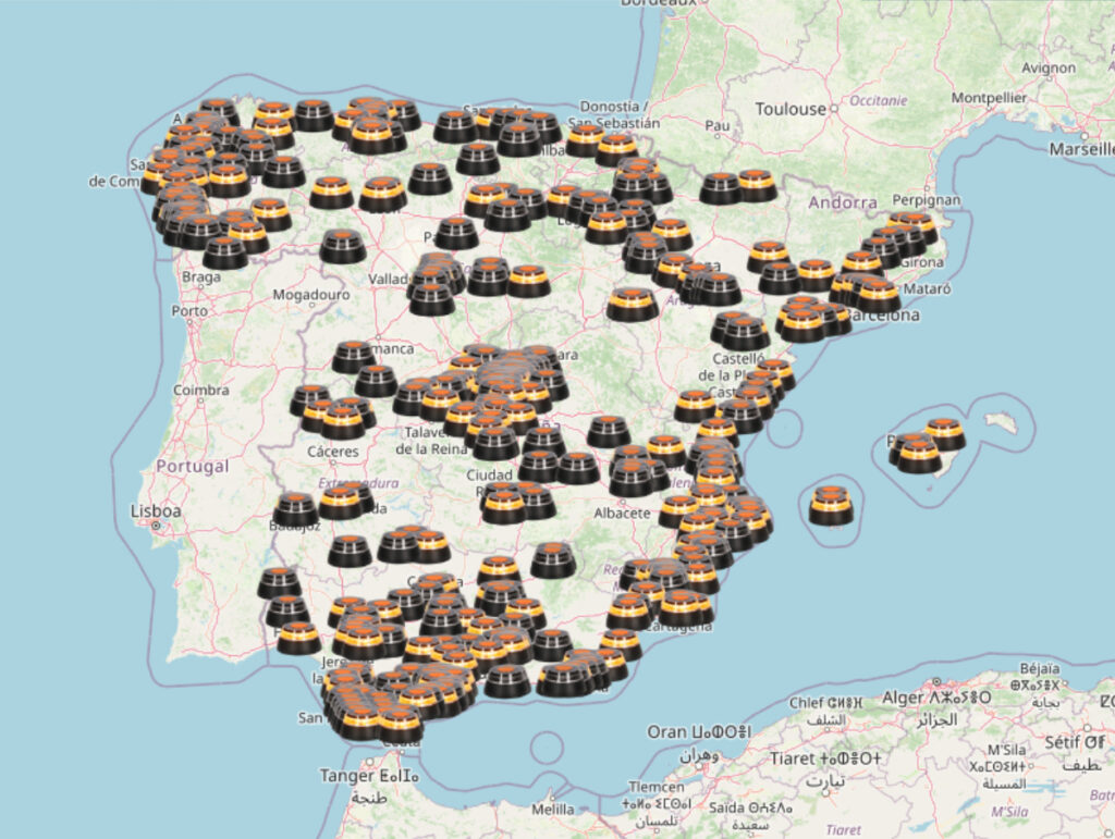 mapa online en tiempo real ubicaciones balizas v16 activas en España